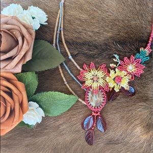 Hand made seed bead necklace, Sunrise in the Mountains. Quiet and beautiful.